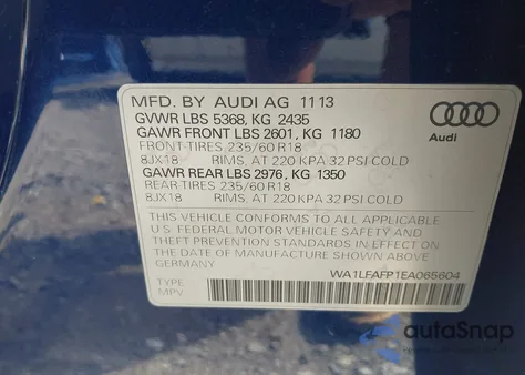 2014 Audi Q5 2.0T Premium z USA, uszkodzony, nr VIN WA1LFAFP1EA065604